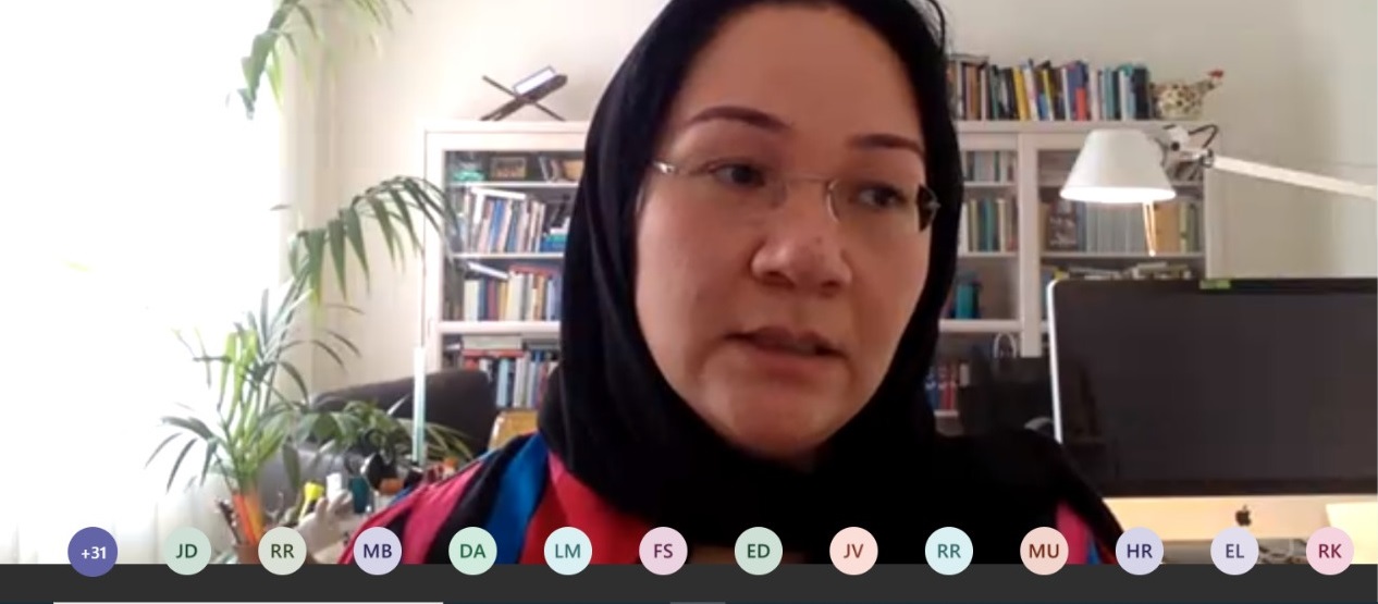 Shirin Musa geeft digitaal college over vrouwenrechten